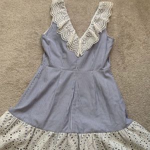 Blue stripped dress with ruffle